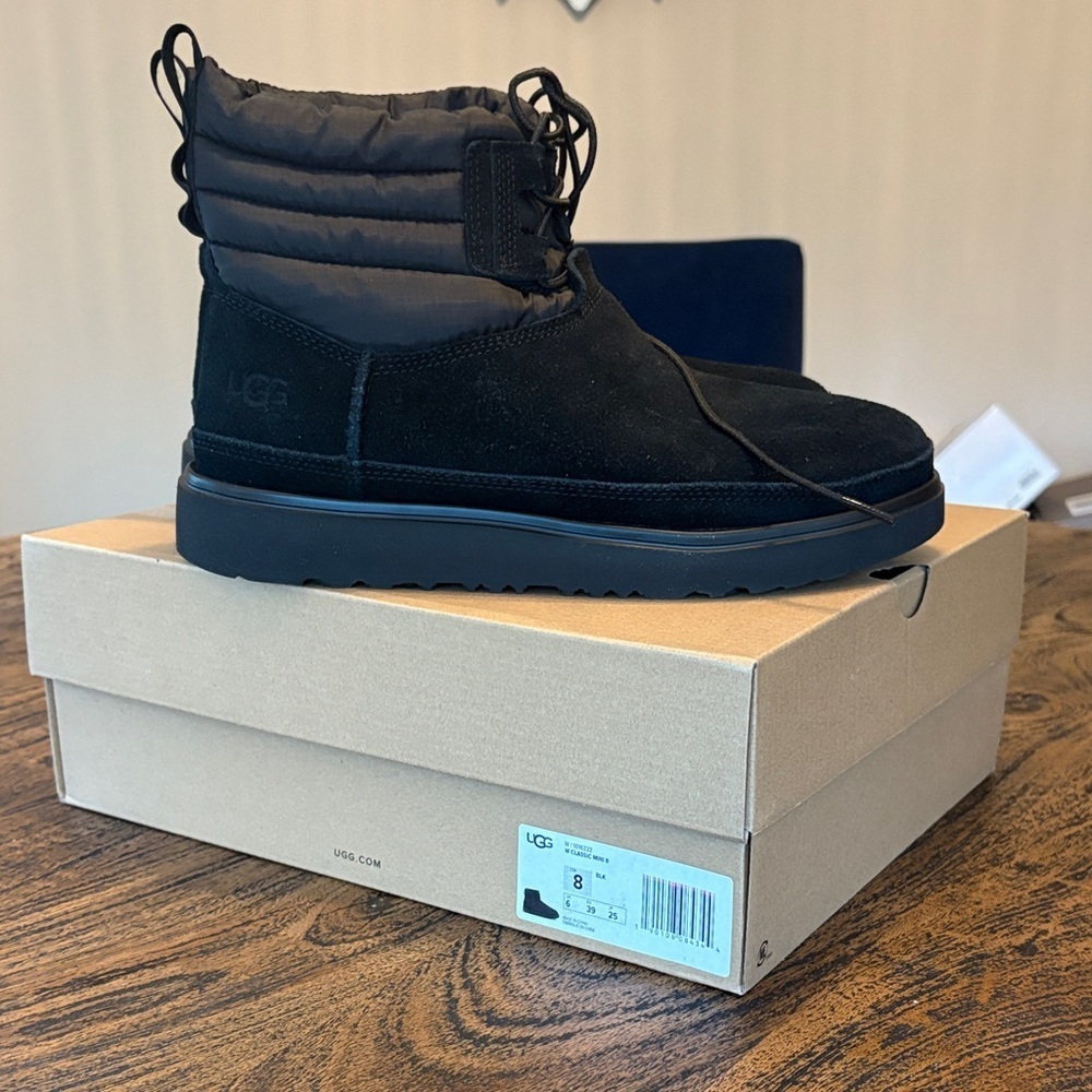 UGG  Black Quilted Boots classic mini ll